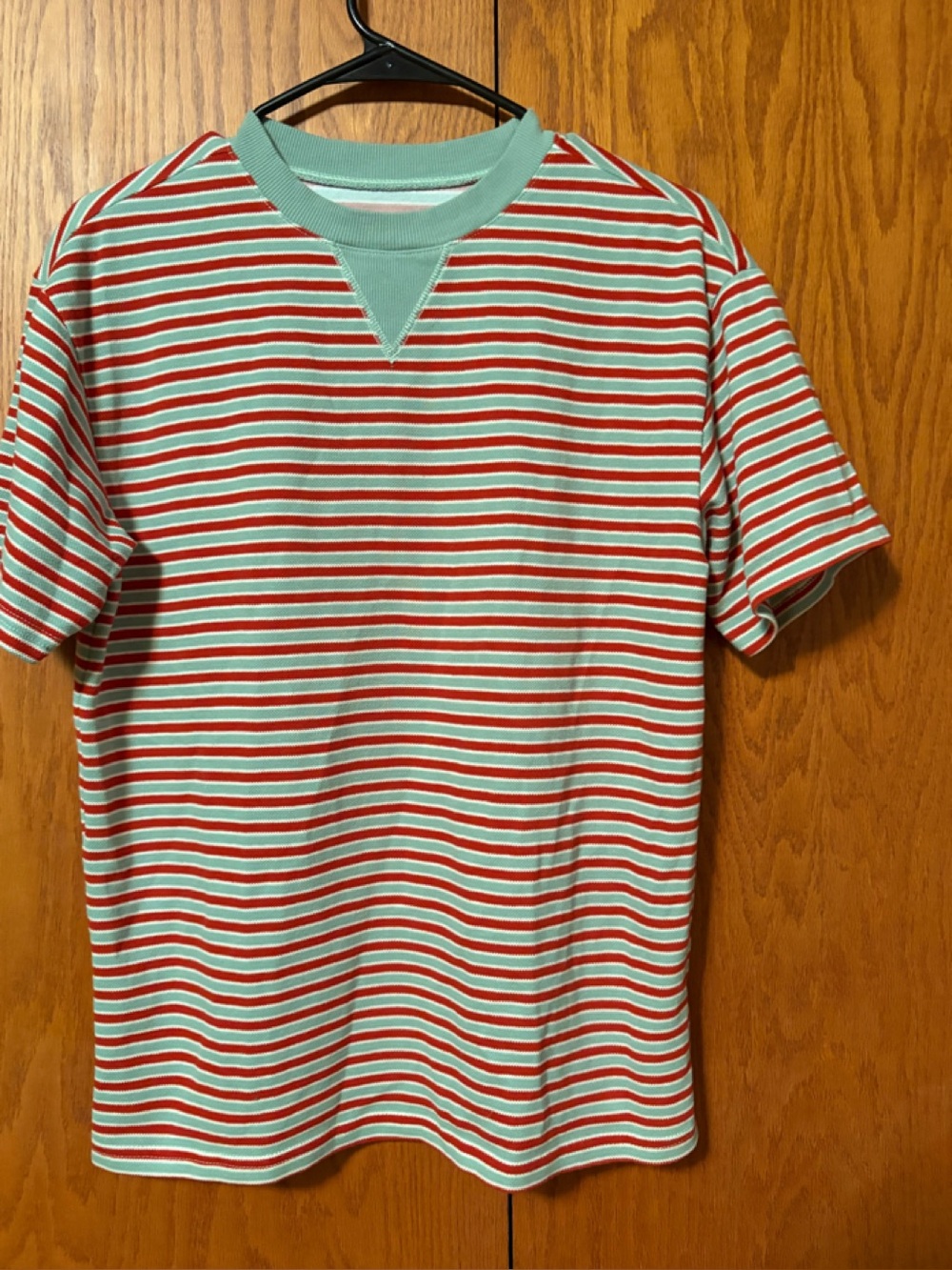 Vintage 90s Style Micro Striped Short Sleeve Knit Top Size M